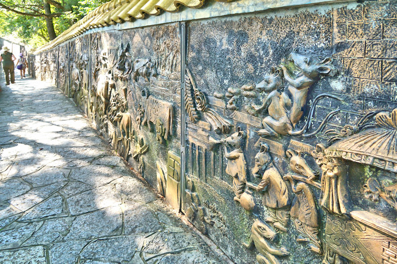 Temple wall, Yaoshan Mountain, Guilin, China