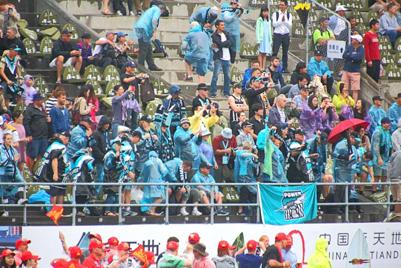 Crowd cheering Port Adelaide's win at Jiangwan Stadium, Shanghai, China