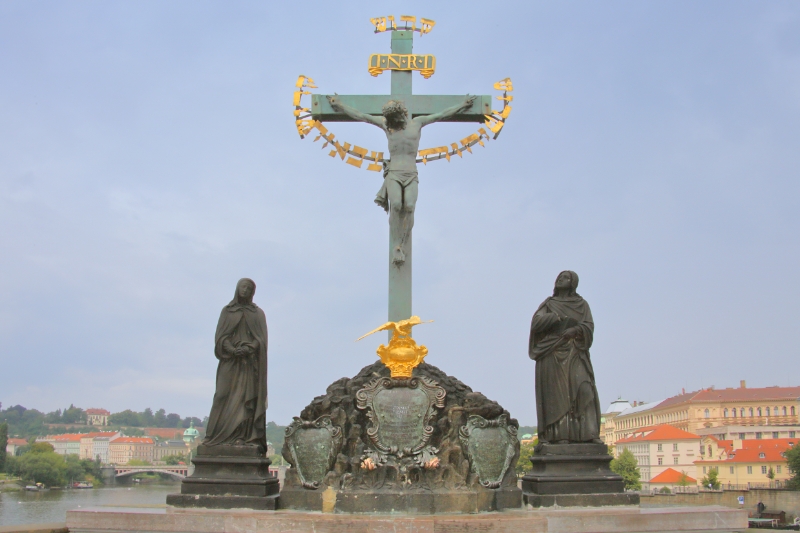 Czech Republic - Prague - Several 18th century statues originally on Charles Bridge now replaced by replicas