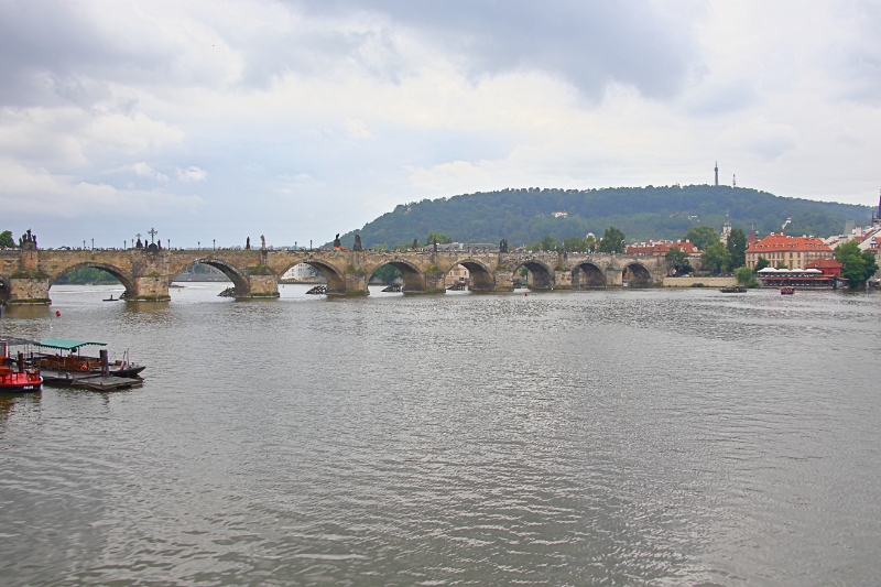 Czech Republic - Prague - Vltava River with 14th century Charles Bridge in the background