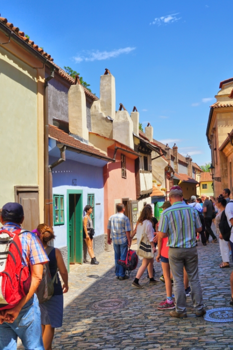 Czech Republic - Prague Castle - 16th century houses in Golden Lane, now souvenir shops and museums