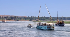 Nile River traffic near Aswan, Egypt