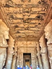 Temple of Ramesses II at Abu Simbel; sculptures inside commemorate Ramesses II's heroic leadership at the Battle of Kadesh.