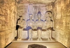 This is the innermost Sanctuary in the Temple of Ramesses II at Abu Simbel. It is lit by the sun streaming through the temple at the summer solstice.