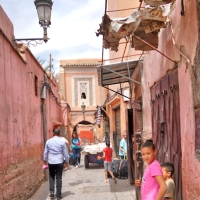 The narrow streets of the Medina in Marrakesh, Morocco