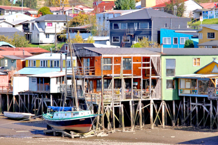 Stilt houses (palafitos). Castro, Chile